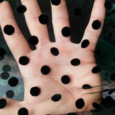 Ткань Сетка флок горох (черный)